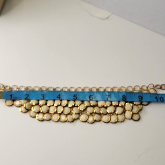 White Choker Gold Tone Resin Pendant Fashion Bib Statement Necklace - Picture 6 of 10